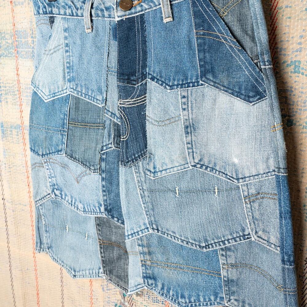 Custom upcycled patchwork skirt size 30 - Picture 2 of 7